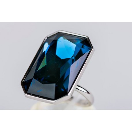 Anillo Rodio + Swarovski Montana