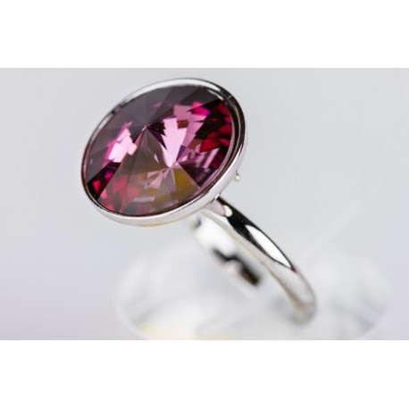 Anillo Rodio + Swarovski Rosa