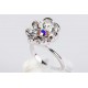 Anillo Rodio Flor + Swarovski Cristal