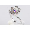 Anillo Rodio Flor + Swarovski Cristal