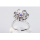 Anillo Rodio Flor + Swarovski Cristal
