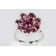 Anillo Rodio Flor + Swarovski Anti Pink