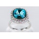 Anillo Rodio + Swarovski Turquesa