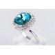 Anillo Rodio + Swarovski Turquesa