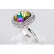 Anillo Rodio + Swarovski Luminus Green