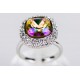 Anillo Rodio + Swarovski Luminus Green