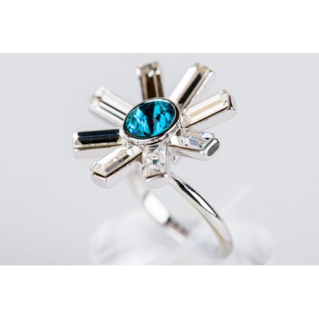 Anillo Rodio + Swarovski Indicolite