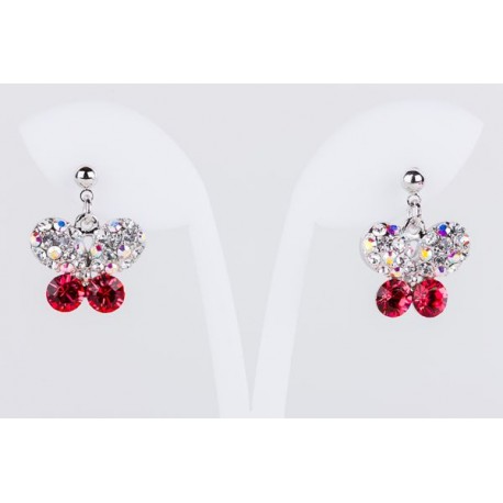 Pendiente Mariposa Swarovski Cristal Indian Pink