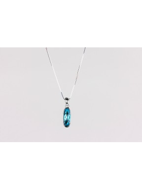 Cadena Plata + Colgante Swarovski Cristal Turquesa