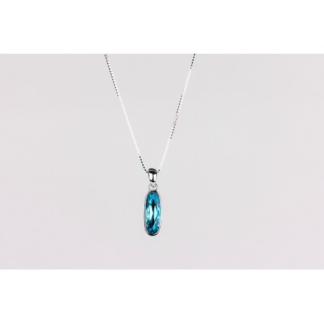 Cadena Plata + Colgante Swarovski Cristal Turquesa