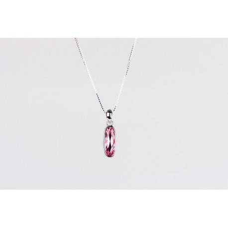Cadena Plata + Colgante Swarovski Cristal Light Rose