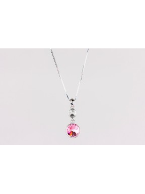 Cadena Plata + Colgante Swarovski Cristal Light Rose