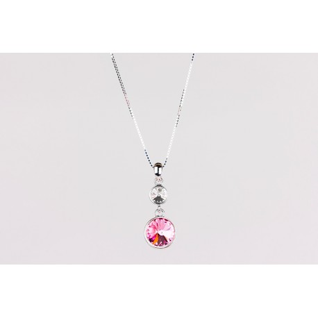 Cadena Plata + Colgante Swarovski Cristal Light Rose