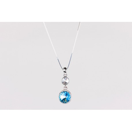 Cadena Plata + Colgante Swarovski Cristal Aqua