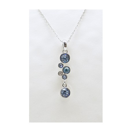 Cadena Plata + Colgante Swarovski Tonos Azules
