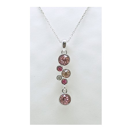 Cadena Plata + Colgante Swarovski Tonos Rosas