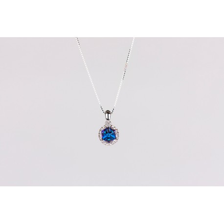 Cadena Plata + Colgante Swarovski Cristal Azul