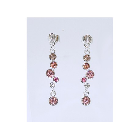 Pendiente Rodio + Swarovski Cristal Rosa