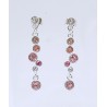 Pendiente Rodio + Swarovski Cristal Tonos Rosa