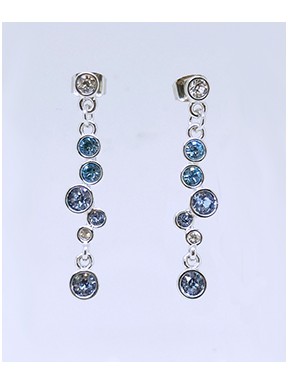 Pendiente Rodio + Swarovski Cristal Tonos azules