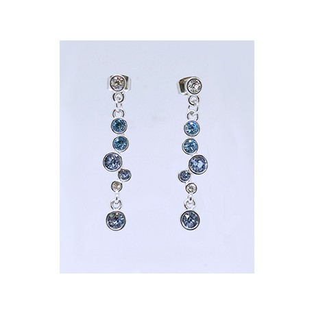 Pendiente Rodio + Swarovski Cristal Tonos azules