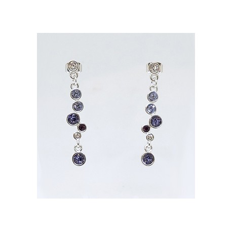 Pendiente Rodio + Swarovski Cristal Tonos Lilas