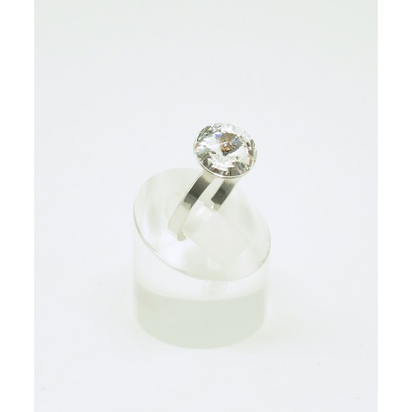 Anillo Plata Rodiada + Swarovski Cristal