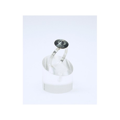 Anillo Plata Rodiada + Swarovski Cristal Silver Night