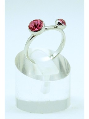 Anillo Rodio + Swarovski Cristal Rosa