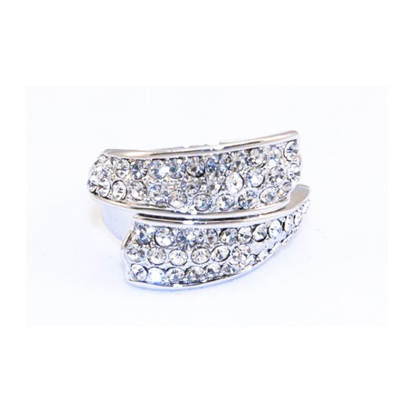 Anillo Multi-Talla Plateado + Piedras Cristal