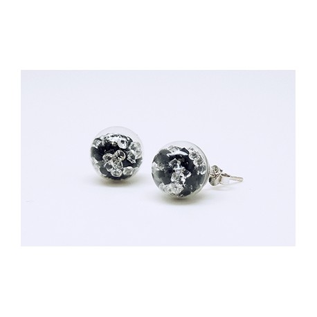 Pendiente Palo Plata + Swarovski Cristal-negro