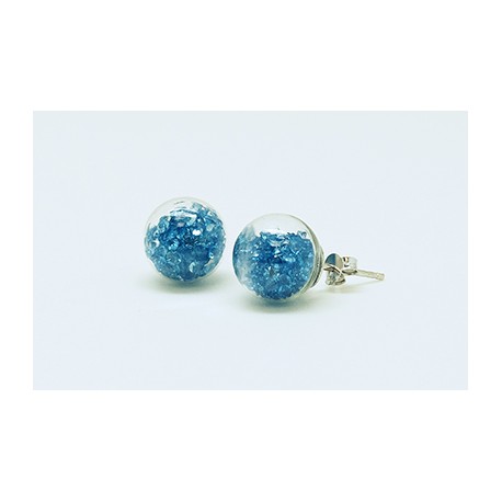 Pendiente Palo Plata + Swarovski Cristal Azul