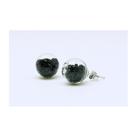Pendiente Palo Plata + Swarovski Cristal Negro