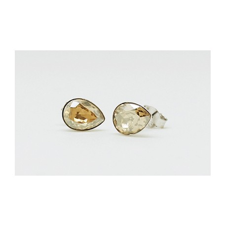 Pendiente Palo Plata + Swarovski Cristal Golden Shadow