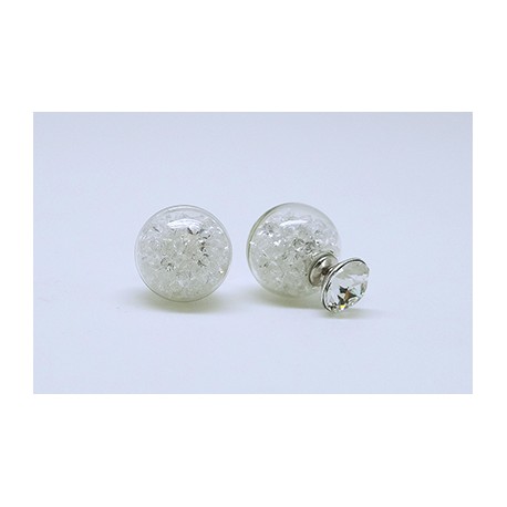 Pendiente Doble Lado, Palo Plata + Swarovski Cristal