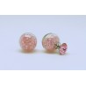 Pendiente Doble Lado, Palo Plata + Swarovski Cristal Rosa