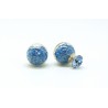 Pendiente Doble Lado, Palo Plata + Swarovski Cristal Azul