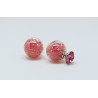 Pendiente Doble Lado, Palo Plata + Swarovski Cristal Fucsia