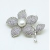 Broche Rodio Y Circonita Flor