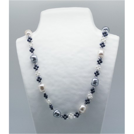 Collar Ganchillo Perla Barroca + Perla Bola 4MM