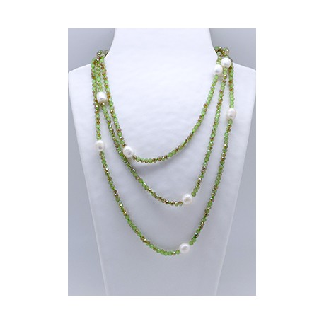 Collar Tupi 140 Cm. Verde + Perlas