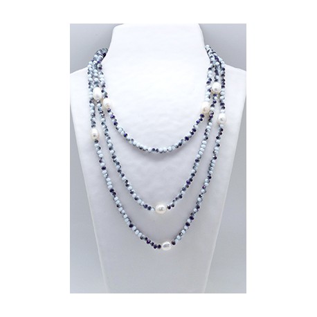 Collar Tupi 140 Cm. Aurora Boreal + Perlas