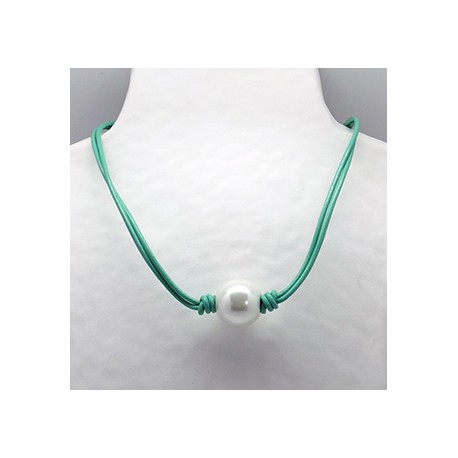 Collar Cordon Verde + Centro Perla