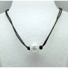 Collar Cordon Marrón + Centro Perla