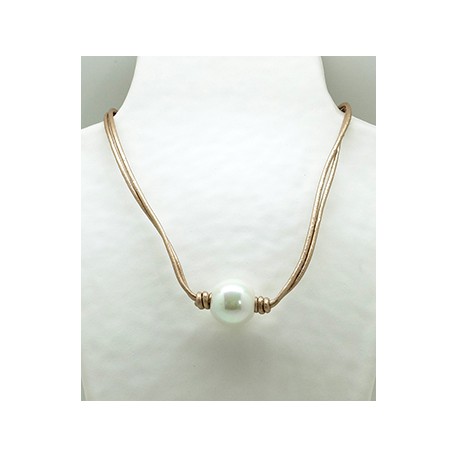 Collar Cordon Ocre + Centro Perla