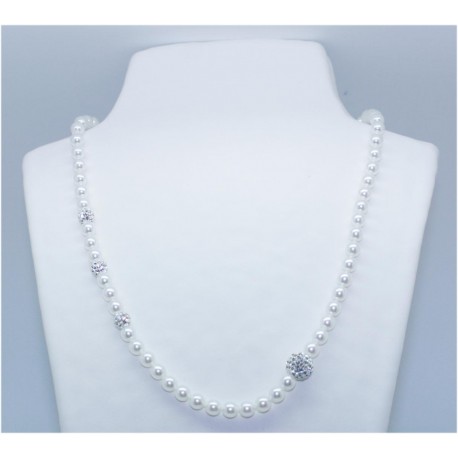 Collar Perla Blanca 5mm. + 3 simil 8mm. +1 simil