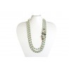 Collar 3 Vias Perla Natural + Abalorio  Plata + Bola Turquesa