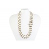 Collar 3 Vias Perla Natural + Abalorio  Plata + Bola Negra