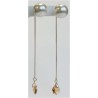 Pendiente Palo Plata + Bola Perla + Swarovski Cristal Dorado Redondo