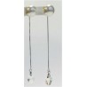 Pendiente Palo Plata +Bola Perla + Swarovski Cristal Ovalado